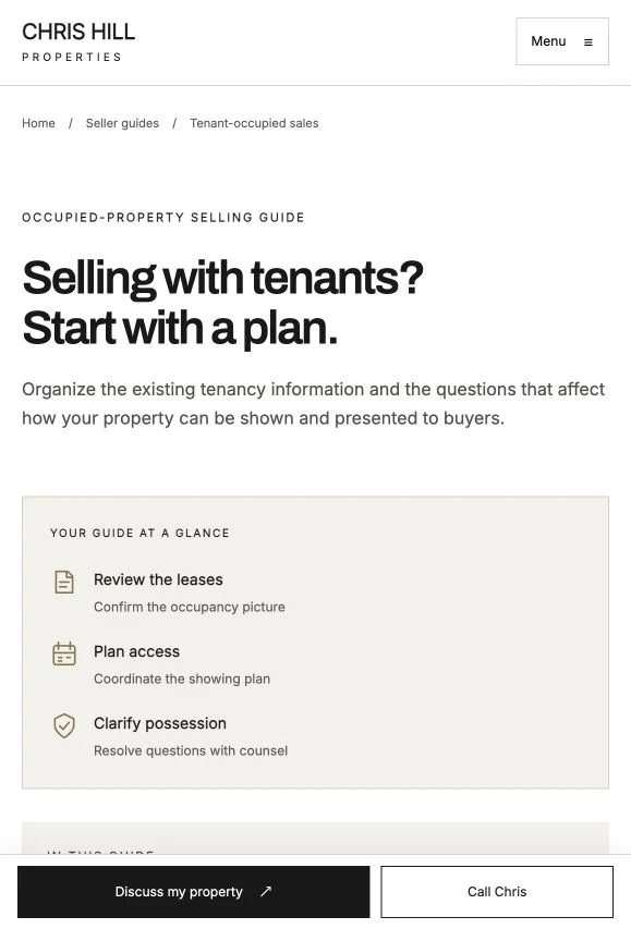 Preview of Plan a sale with tenants.